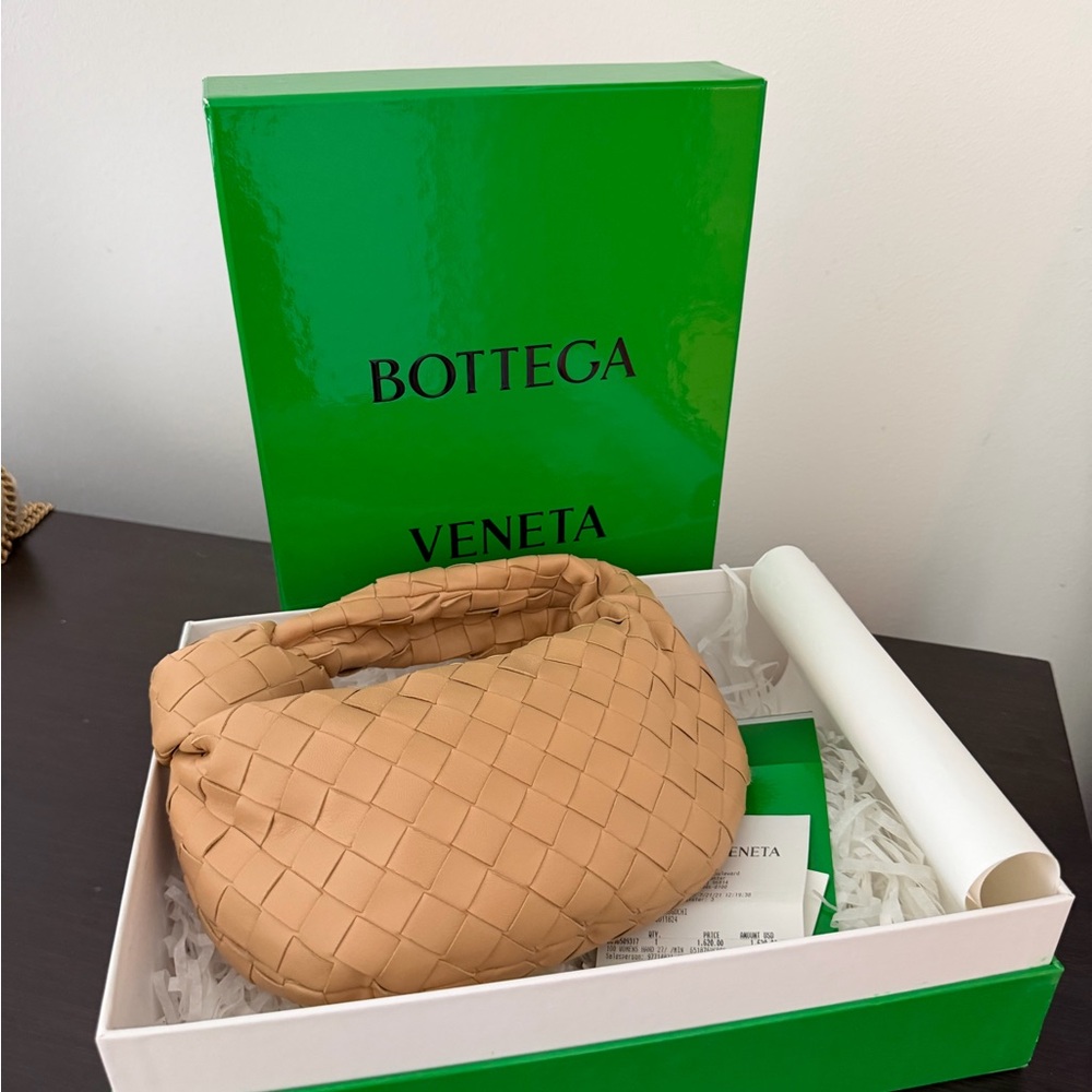 Bottega Veneta Mini Jodie Bag in Almond.